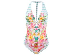 B.P.C kostium kąpielowy w kwiaty z ozdobnymi paskami 36