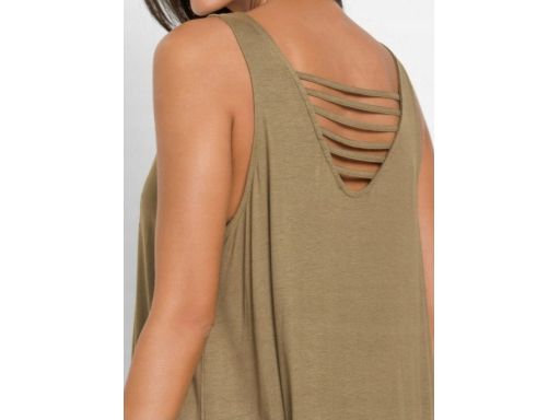 B.P.C sukienka plażowa khaki w motyle ^36/38