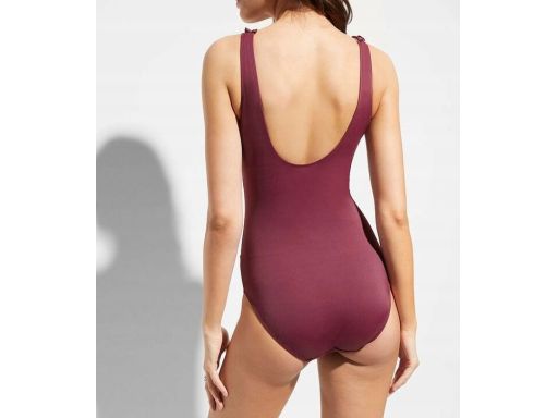 B.P.C kostium jednoczęściowy bordowy we wzory z falbankami r.42