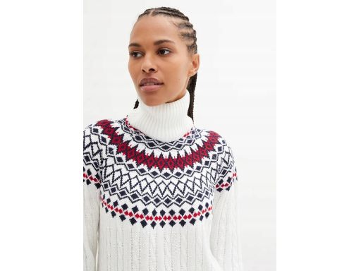 B.P.C sukienka dzianinowa wzór norweski śmietankowa r.44/46