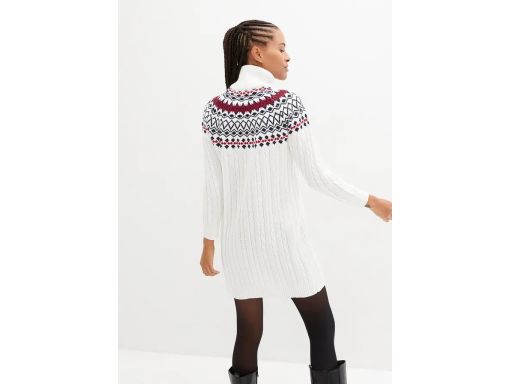 B.P.C sukienka dzianinowa wzór norweski śmietankowa r.44/46