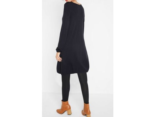 B.P.C czarna sukienka dzianinowa bombka długi rękaw ^36/38