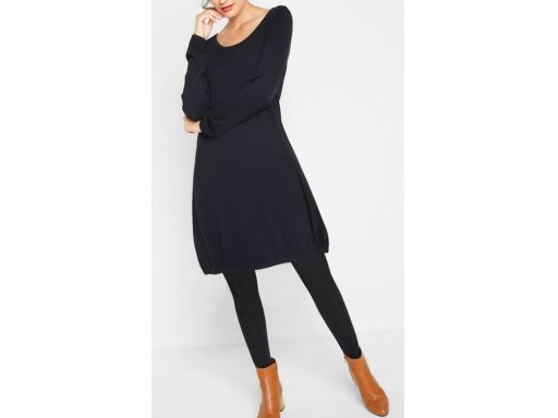B.P.C czarna sukienka dzianinowa bombka długi rękaw ^36/38