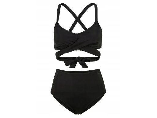 B.P.C bikini bustier wiązane czarne z figami r.40