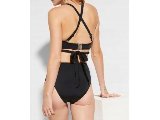 B.P.C bikini bustier wiązane czarne z figami r.40