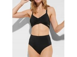 B.P.C bikini bustier wiązane czarne z figami r.40
