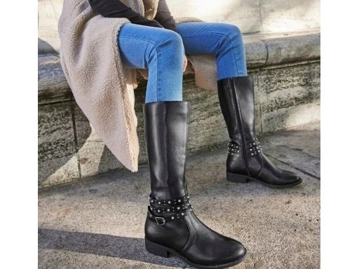 B.P.C kozaki eko skóra czarne z aplikacją r.40