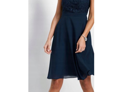 B.P.C sukienka szyfonowa z koronką granatowa ^36