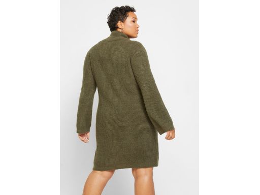 B.P.C sukienka dzianinowa oliwka ze stójką 44/46.