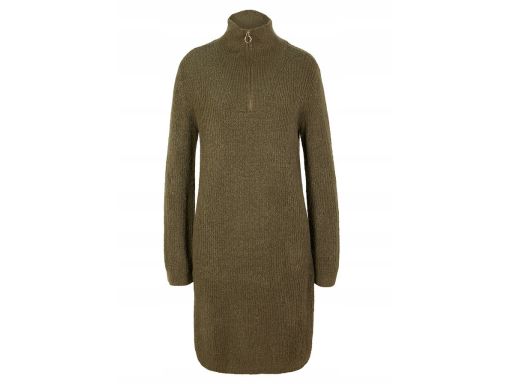 B.P.C sukienka dzianinowa oliwka ze stójką 44/46.