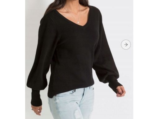 B.P.C bluzka dzianinowa ciemno szara z bufiastymi rękawami ^32/34