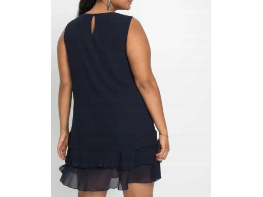 B.P.C sukienka szyfonowa ciemny granat w optyce warstwowej r.42