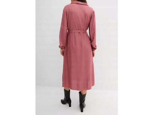 B.P.C sukienka midi ciemny, brudny róż z paskiem z wiskozy 42.