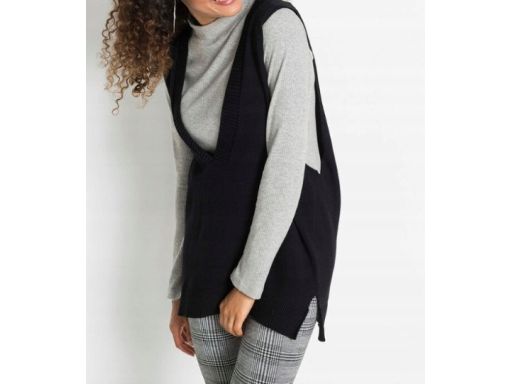 B.P.C dzianinowa kamizelka z dekoltem czarna ^36/38