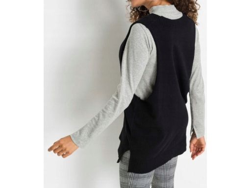 B.P.C dzianinowa kamizelka z dekoltem czarna ^36/38