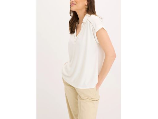 B.P.C biała bluzka z ażurową dekoracją z kołnierzykiem ^52/54