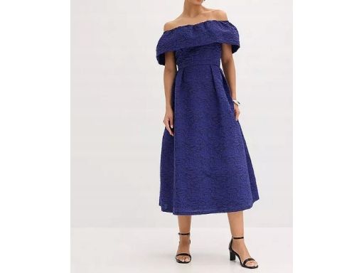 B.P.C sukienka midi w strukturalne wzory granat r.42