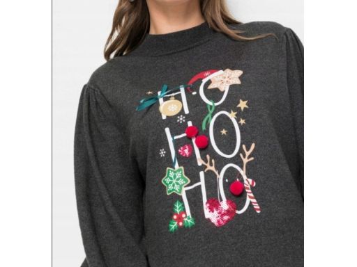 B.P.C sweter dzianinowy świąteczny z nadrukiem r.48/50