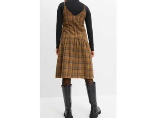 B.P.C. sukienka w kratkę brązowo-czarna z domieszką wełny ^44