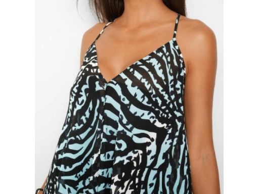 B.P.C długa asymetryczna sukienka plażowa w cętki turkusowa 40