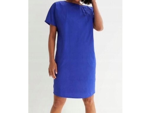 B.P.C kobaltowa sukienka z krótkim rękawem bawełna 42