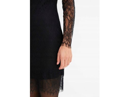 B.P.C czarna sukienka koronkowa z długim rękawem 48/50.