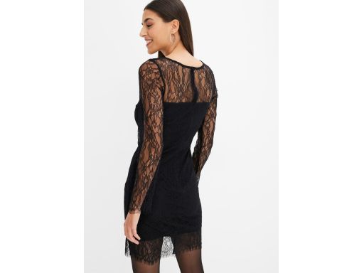 B.P.C czarna sukienka koronkowa z długim rękawem 48/50.