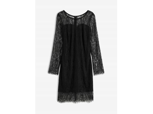 B.P.C czarna sukienka koronkowa z długim rękawem 48/50.
