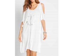 B.P.C sukienka plażowa biała wiskozowa z kotwicą r.44/46