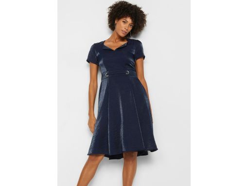 B.P.C Sukienka z tafty granatowa rozkloszowana ^38