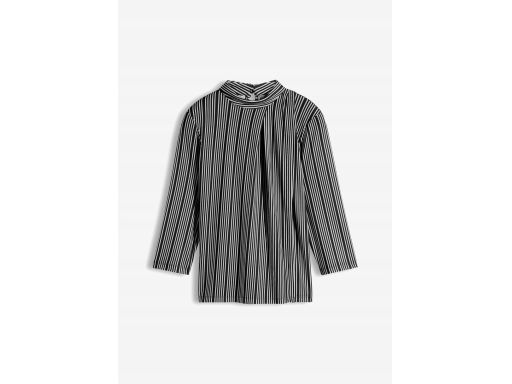 B.P.C bluzka z efektem założenia kopertowego czarno-biała w paski 40/4