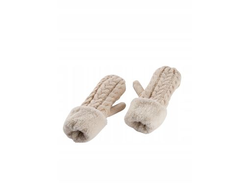 B.P.C rękawiczki rękawice dzianinowe beżowe z polarową podszewką ^one