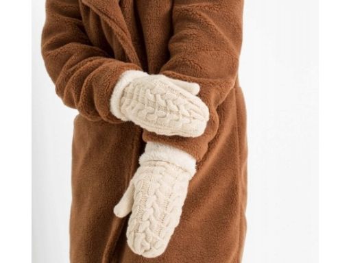 B.P.C rękawiczki rękawice dzianinowe beżowe z polarową podszewką ^one