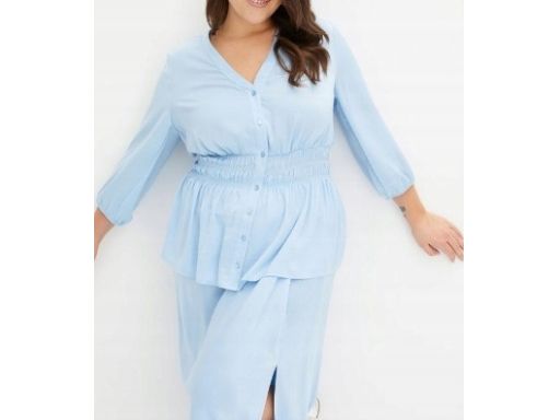 B.P.C bluzka satynowa niebieska z baskinką r.48