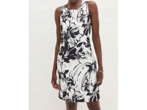 B.P.C. ołówkowa sukienka satynowa śmietankowo-czarna ^42