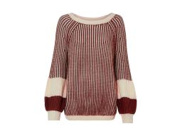 B.P.C sweter śmietankowo-brązowy w paski r.40/42