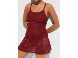 B.P.C bordowa sukienka kąpielowa ażurowa ^42