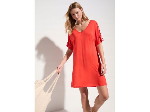 B.P.C plażowa tunika czerwona z wycięciami r.36/38
