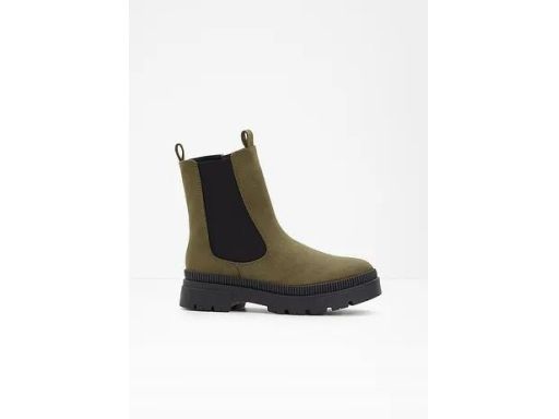 B.P.C oliwkowe botki damskie na grubej podeszwie r.41