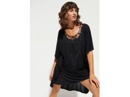 B.P.C sukienka tunika plażowa czarna z koronką ^36/38