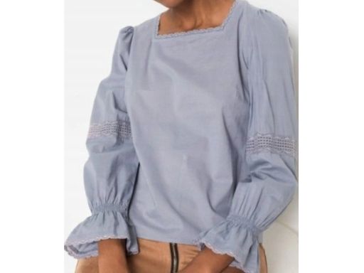 B.P.C szara bluzka z cienkiej bawełny z koronką 40.