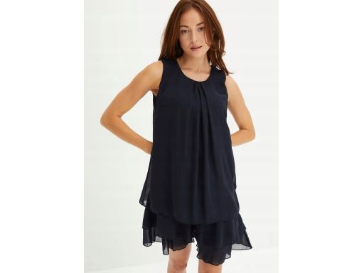 B.P.C sukienka szyfonowa czarna w optyce warstwowej 34.