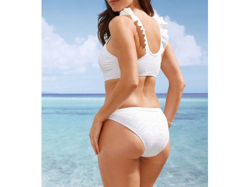 B.P.C białe bikini ażurowe z biustonoszem bustier i figami 36.