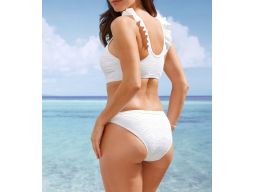B.P.C białe bikini ażurowe z biustonoszem bustier i figami 36.