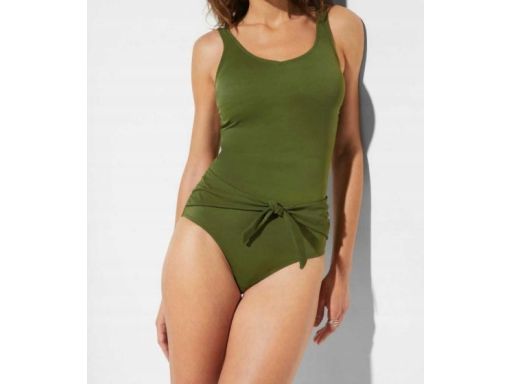 B.P.C stylowy kostium kąpielowy khaki z przewiązaniem 38.