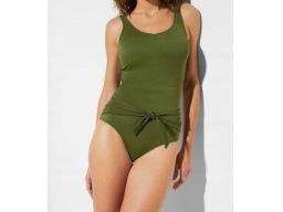 B.P.C stylowy kostium kąpielowy khaki z przewiązaniem 38.