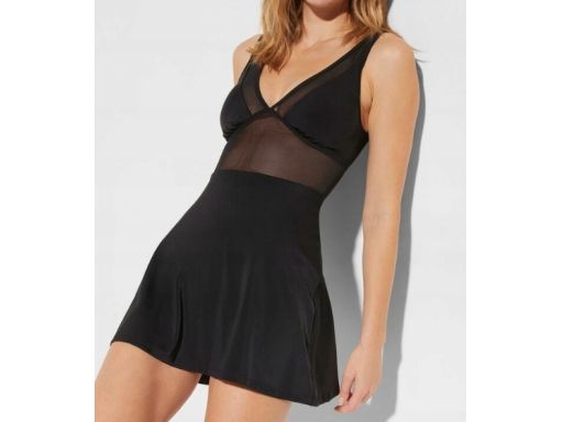 B.P.C czarna sukienka kąpielowa shape siateczka 44.