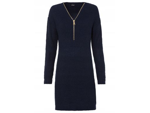 B.P.C sukienka dzianinowa granatowa ze złotym suwakiem ^40/42