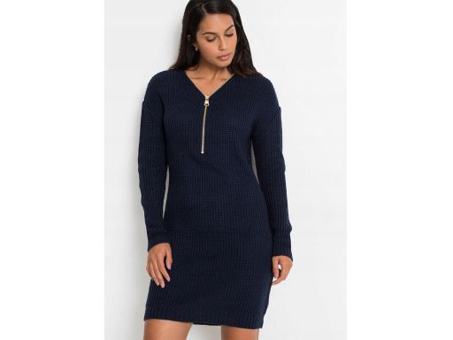 B.P.C sukienka dzianinowa granatowa ze złotym suwakiem ^40/42