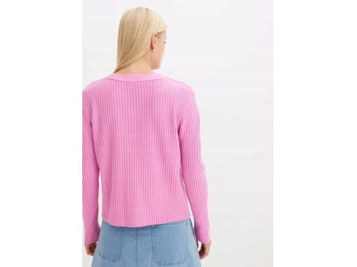B.P.C różowy sweter rozpinany gruby prążek 40/42.